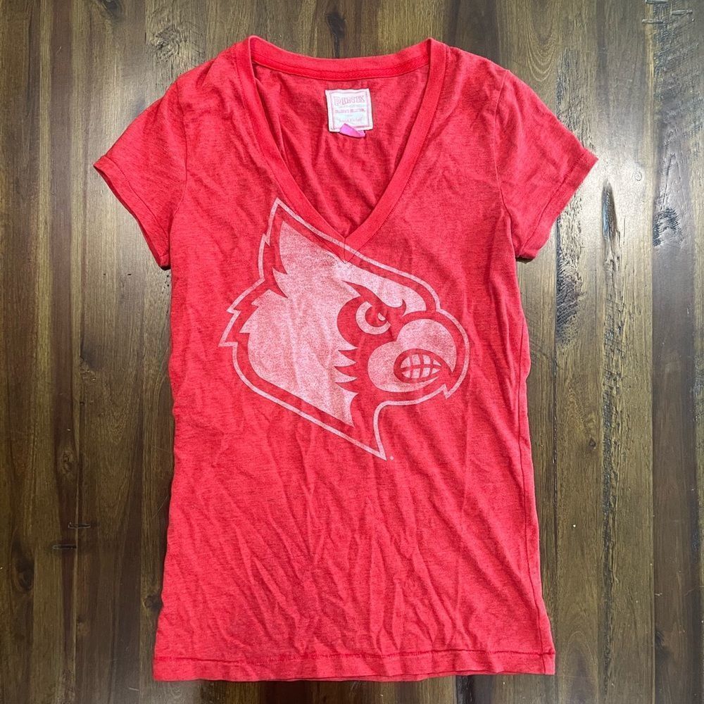 Victoria’s Secret PINK Cardinals V-neck Graphic Tee, Women's Size Small